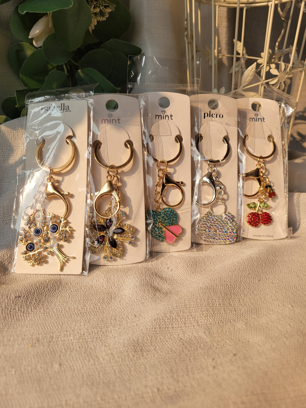 Crystal Keychain/Bag Charm Set Of 5
